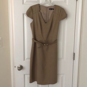 David Meister Cap Sleeve Belted Sheath Dress